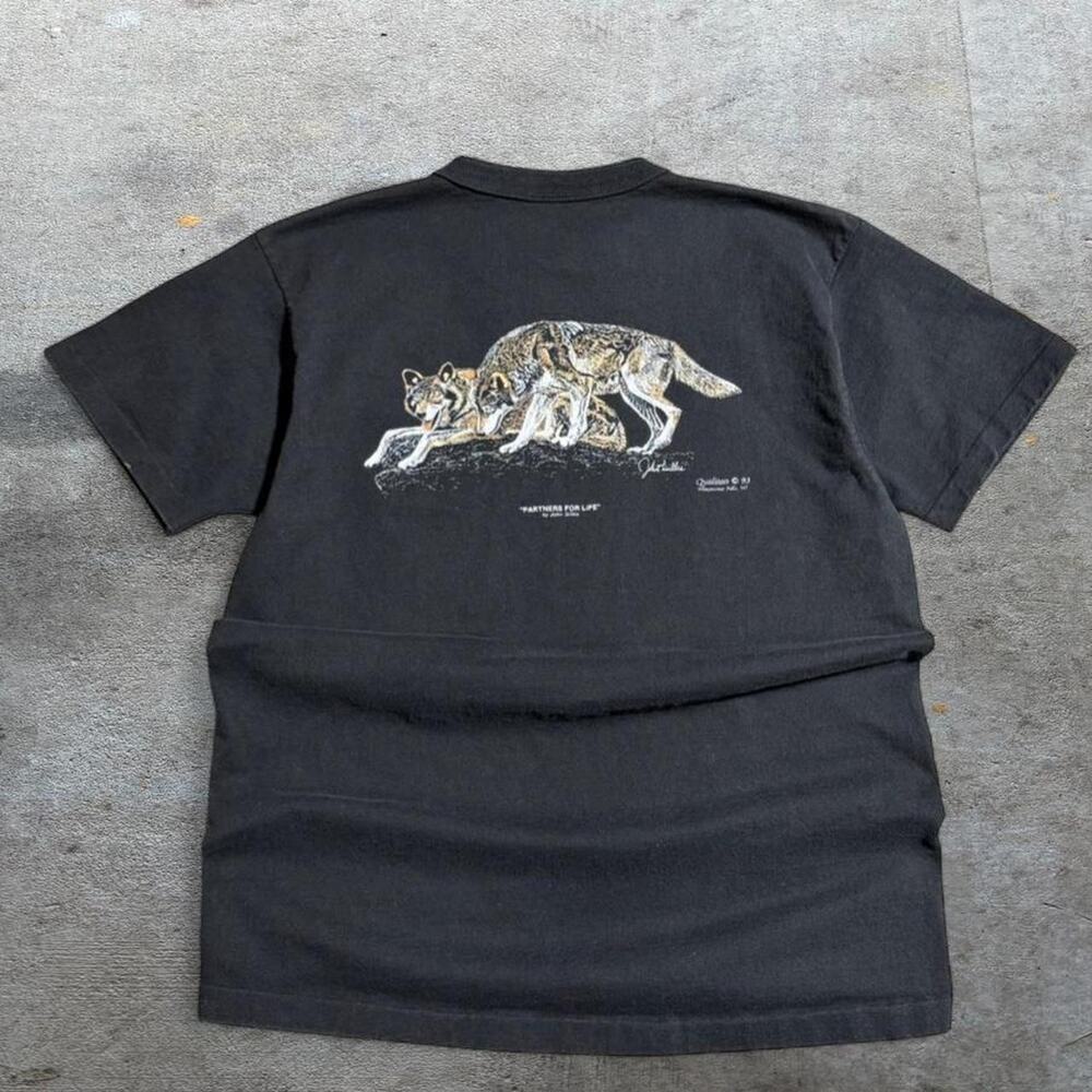 vintage wolf shirt button up large